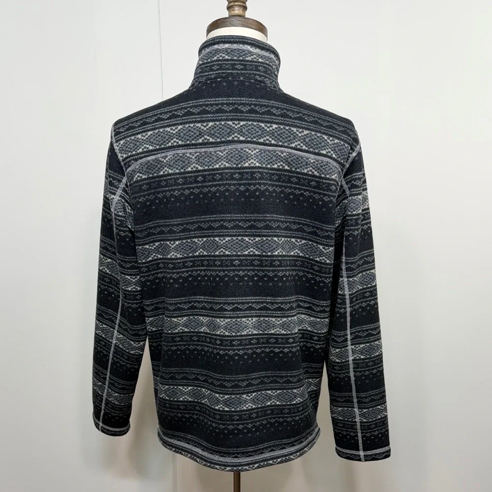 The‎ North Face Fleece Pullover Mens Large Gray Fair Isle 1/4 Zip Sweater